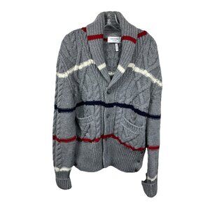 Sz 3 ICONIC Thom Browne Italy Shawl Collar Cardigan Cabe Knit Sweater